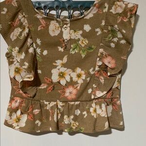 Floral Ruffle Sleeve Top